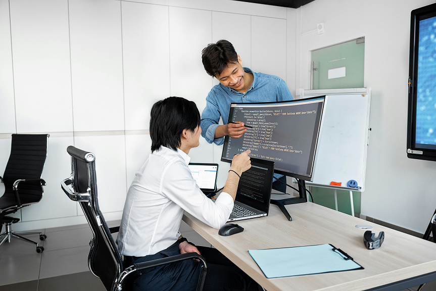 Offshore professional working at a desk in a modern office